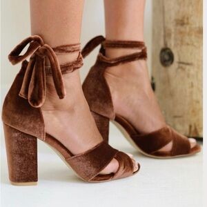 Chic Velvet Brown Women's Heels